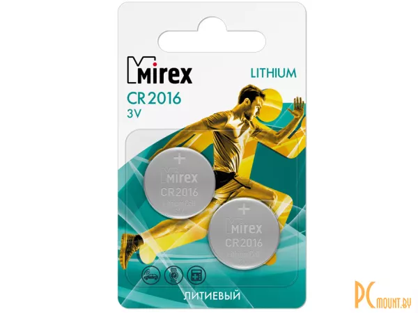 Батарейка CR2016 Mirex литиевая блистер 2 шт.