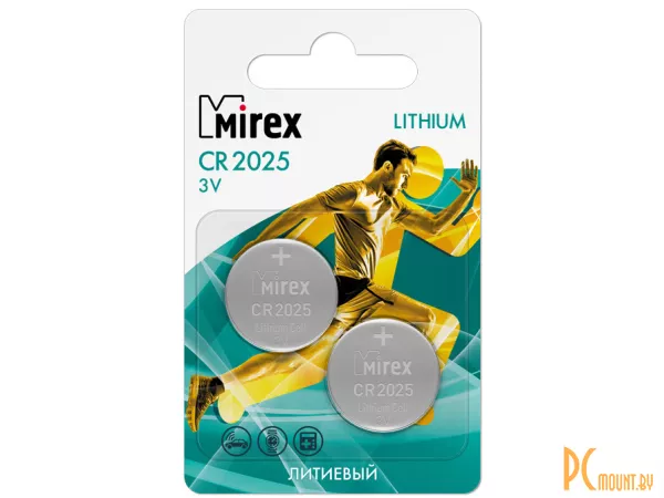 Батарейка CR2025 Mirex литиевая блистер 2 шт