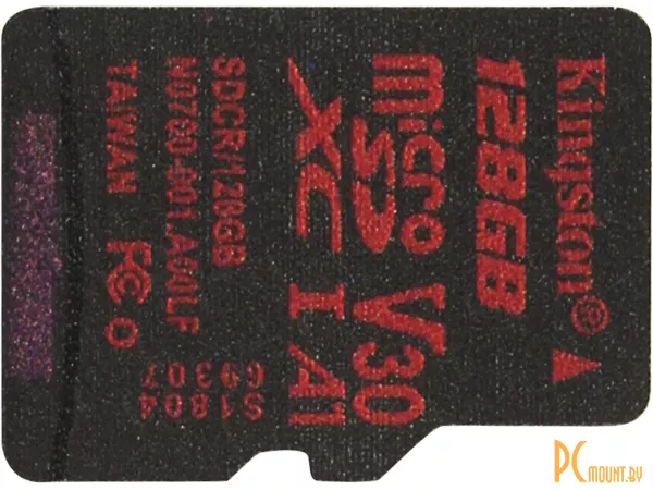 Карта памяти MicroSDXC, 128GB, Сlass 10, UHS-I, U3, Kingston SDCR/128GB