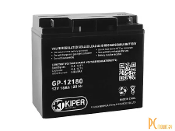 Источник бесперебойного питания UPS Аккумуляторная батарея Kiper GP-12180, 12V/18Ah  181x167x76 (ШхВхГ), вес 5.3кг